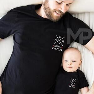 Dad Shirt Kids Names Birth Year Gift Tee